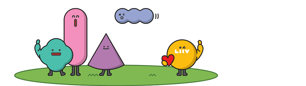 Ini menunjukkan lima sub-karakter Liiv 'Liiv Mates' dari KB Financial Group bersama-sama